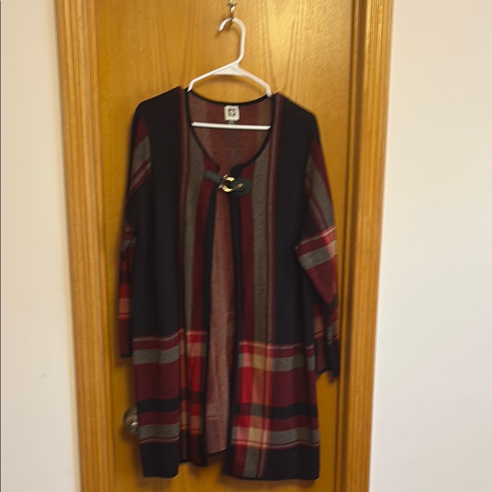 Anne Klein Red and Black Knit Sweater